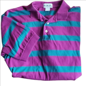 𝅺3/$20 Honors Purple & Green Polo Shirt